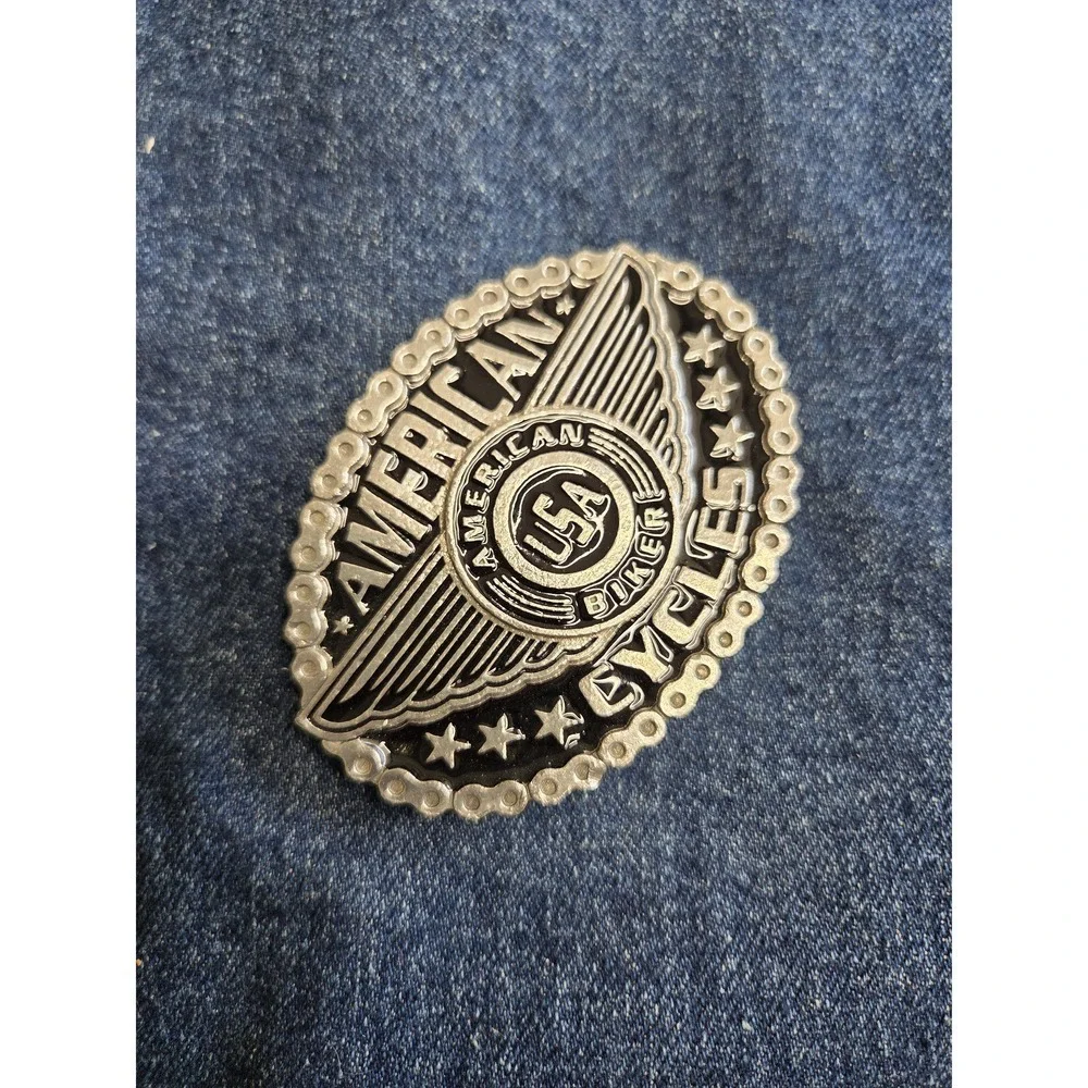 American Cycles USA Enamel Motorcycle Belt Buckle - Made in USA